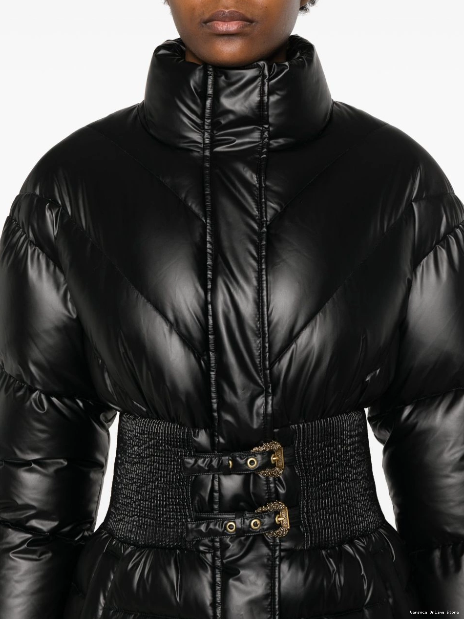 Affordable padded Women jacket Versace Baroque-buckle Couture Jeans 0802